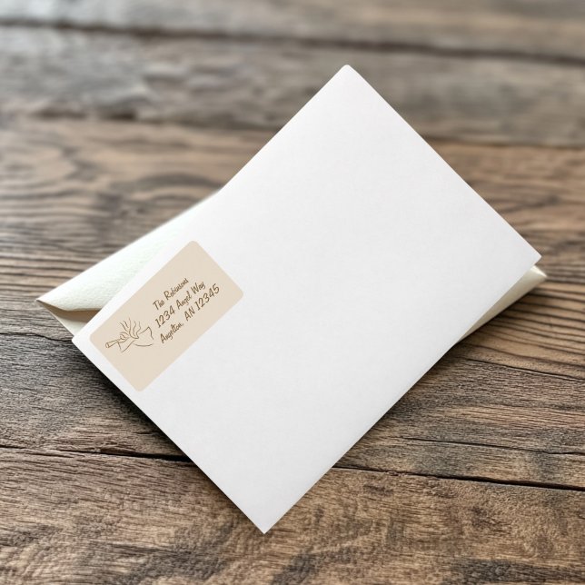 Etiqueta Endereço de devolução do Anjo Dourado e Beige (Elegant Anger Return Address Label )