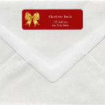 Etiqueta Endereço de devolução do arco vermelho<br><div class="desc">Um fundo vermelho decorado com um grande arco ouro. Personalize e adicione seu nome e endereço. Cartas brancas.</div>