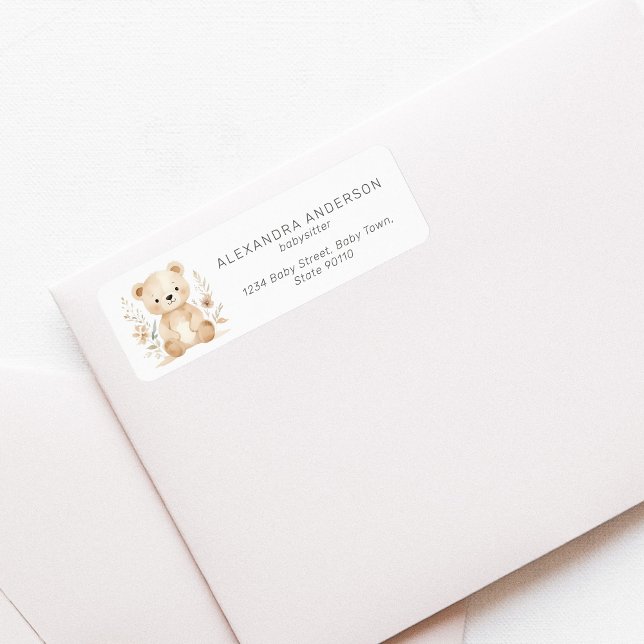 Etiqueta Endereço de Devolução do Bear Babysitter Boho (Boho Bear Babysitter Return Address label)