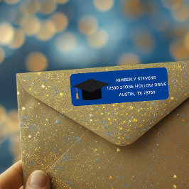 Etiqueta Endereço de devolução do Boné de formatura Azul 20