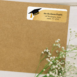 Etiqueta Endereço de devolução do Boné de formatura Dourado