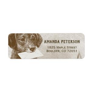Etiqueta Endereço de devolução do cão de cópia retrô