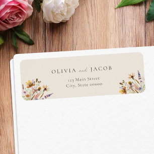 Etiqueta Endereço de devolução do casamento de Boho Wildflo