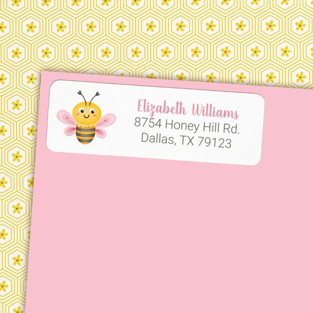 Etiqueta Endereço de devolução do Chá de fraldas de abelha  (A cute mama to bee baby shower address label. Personalize it with your info.)