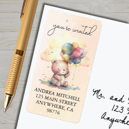 Etiqueta Endereço de devolução do Chá de fraldas do Urso do