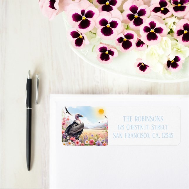 Etiqueta Endereço de devolução do Condor de Aquarela primav (Criador carregado)