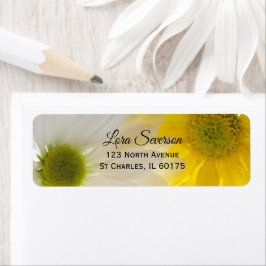 Etiqueta Endereço de Devolução do Daisies Amarelo e Branco