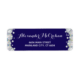 Etiqueta Endereço de Devolução do Diamond Glitter Azul M