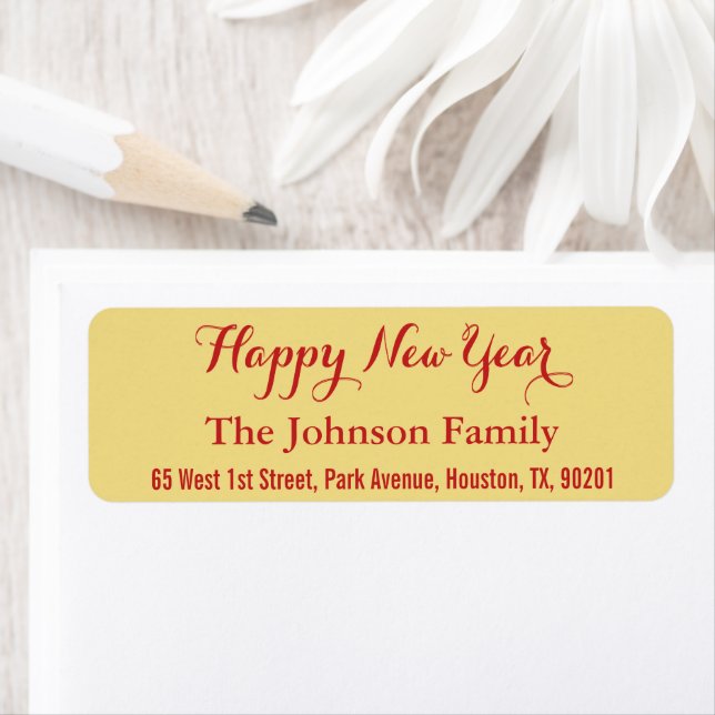 Etiqueta Endereço de devolução do Feliz ano novo Dourado Fa (Insitu)