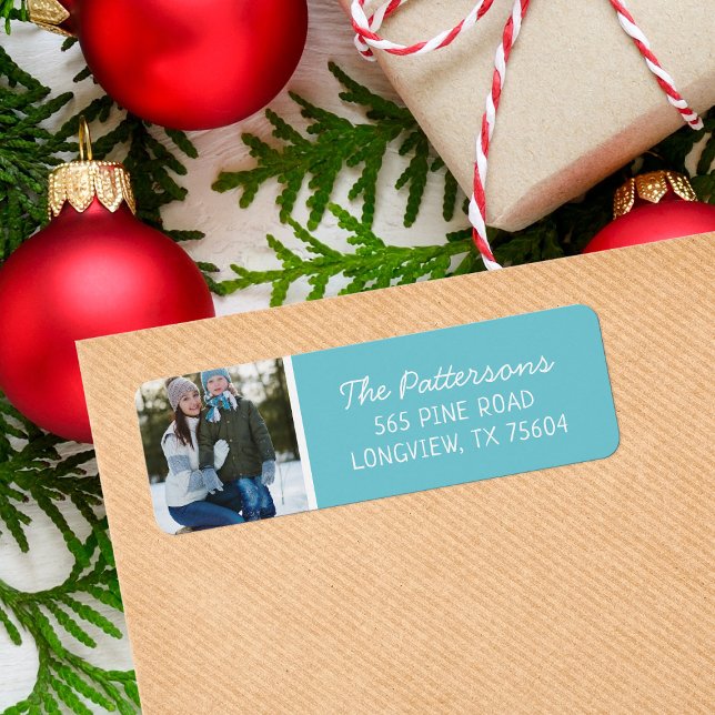 Etiqueta Endereço de devolução do feriado de fotos personal (Criador carregado)