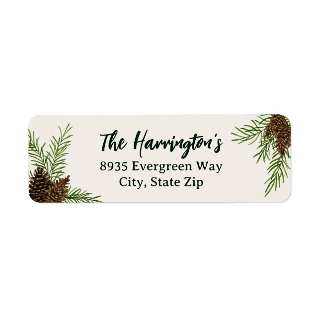 Etiqueta Endereço de devolução do Feriado Pinecone da Aquar (Frente)