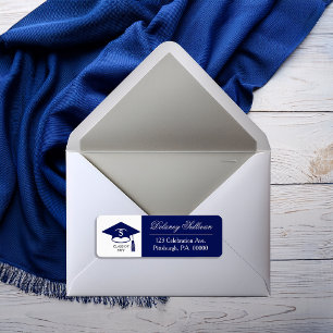 Etiqueta Endereço de devolução do Formandos azul Elegante