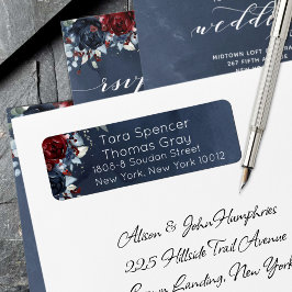 Etiqueta Endereço de devolução do Marinho Peony Burgundy em