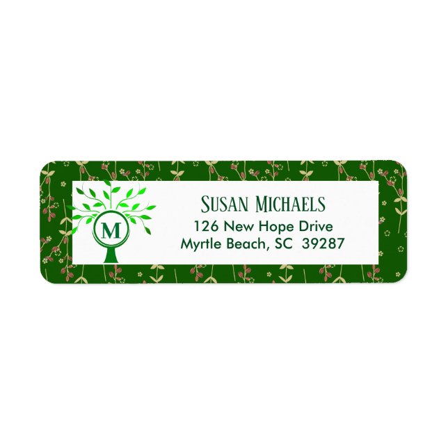 Etiqueta Endereço de devolução do Monograma de Reunião da F (Frente)