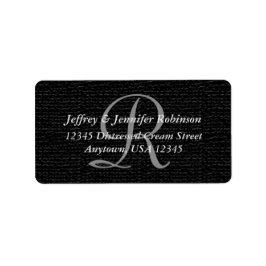 Etiqueta Endereço de devolução do monograma preto texturiza