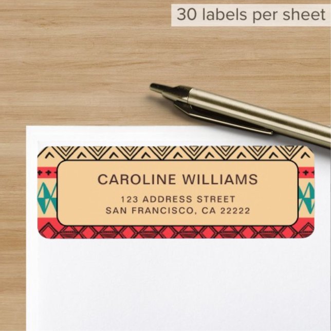 Etiqueta Endereço de devolução do padrão Abstrato Boho Vint (Criador carregado)