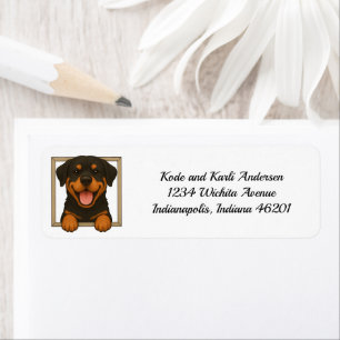 Etiqueta Endereço de devolução do Rottweiler Feliz