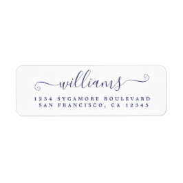 Etiqueta Endereço de devolução do Sobrenome do Script Azul 