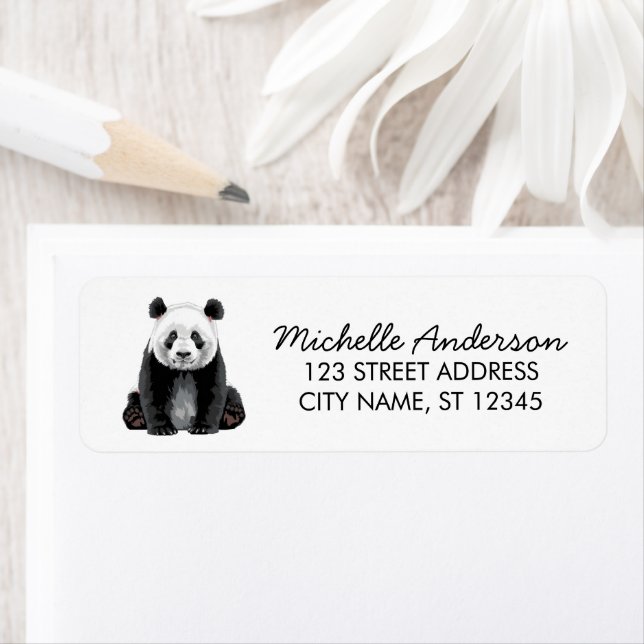 Etiqueta Endereço de Devolução do Urso Panda Fofo da Moda   (Insitu)