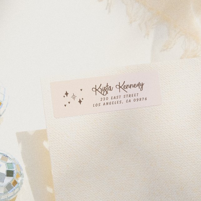 Etiqueta Endereço de devolução do Whimsical Sparkles & Hear (Criador carregado)