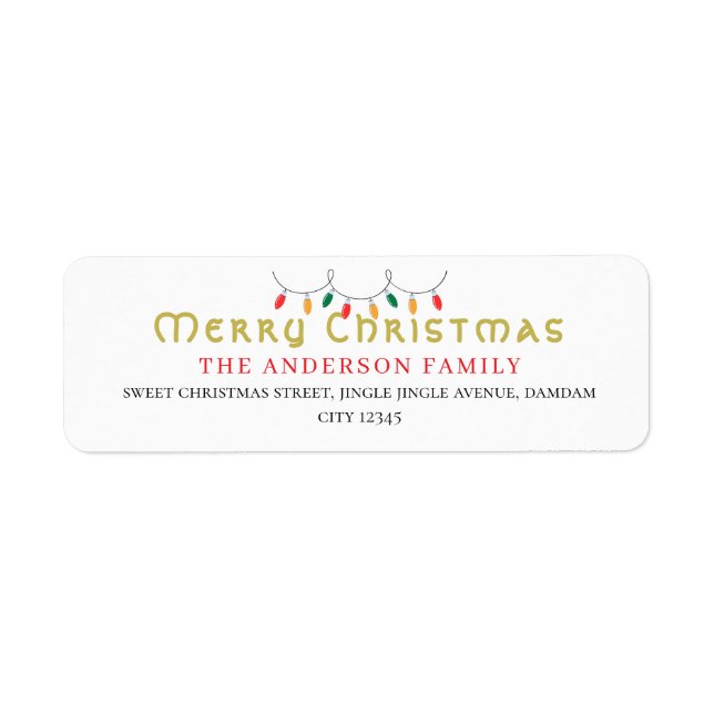 Etiqueta Endereço de Devolução Elegante de Natal (Frente)