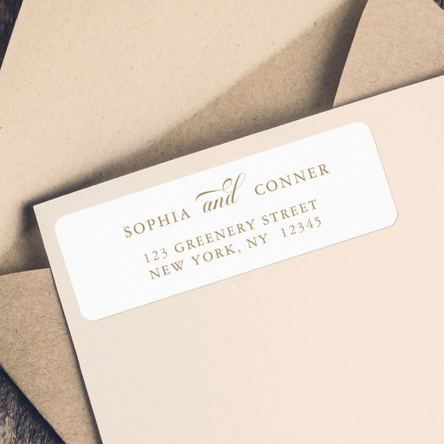 Etiqueta Endereço de Devolução Elegante Dourado (Criador carregado)