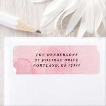 Endereço de Devolução em Aquarela Rosa Mínimo