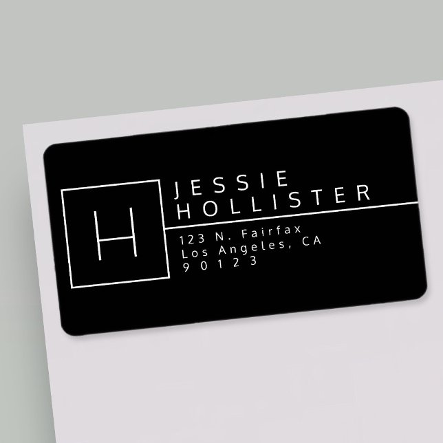 Etiqueta Endereço de Devolução em Branco e Preto (Criador carregado)