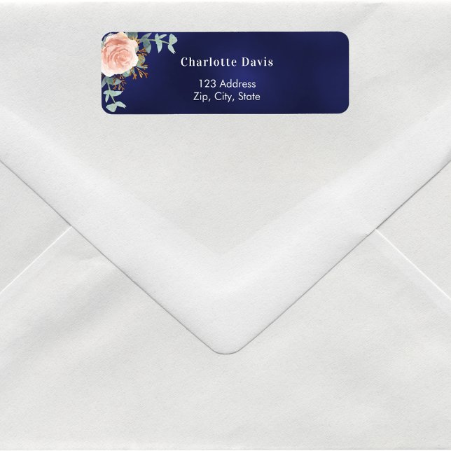 Etiqueta Endereço de devolução em rosa dourado e azul marin (Criador carregado)