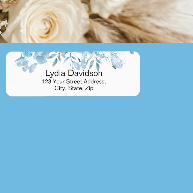 Etiqueta Endereço de Devolução Floral Azul (Criador carregado)