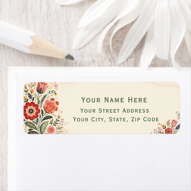 Etiqueta Endereço de Devolução Floral Boho Personalizado (Insitu)