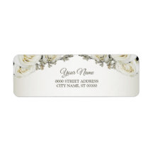 Endereço de Devolução Floral Branco Elegante Verde