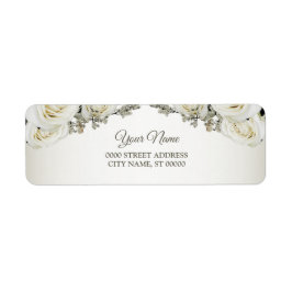 Etiqueta Endereço de Devolução Floral Branco Elegante Verde