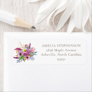 Etiqueta Endereço de Devolução Floral de Aquarela de Jardim