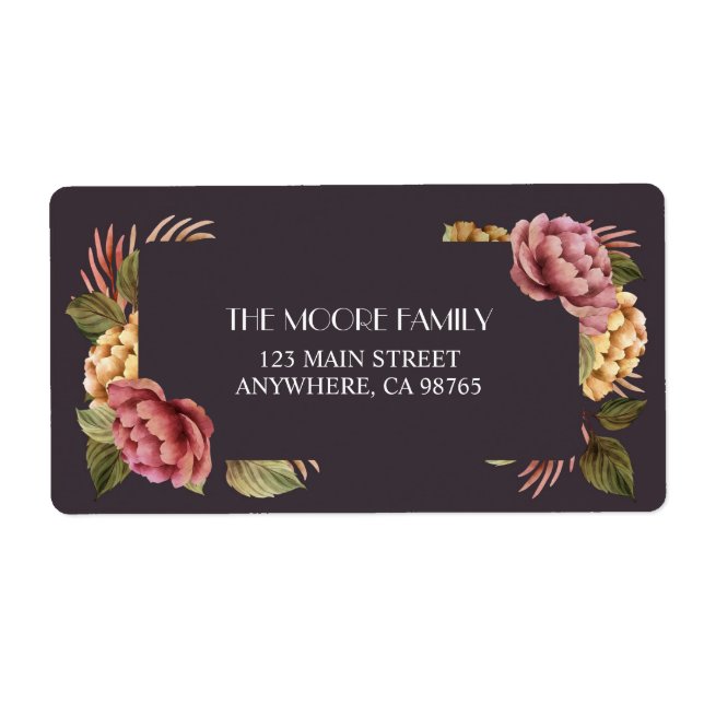 Etiqueta Endereço de Devolução Floral de Aquarela Elegante (Frente)
