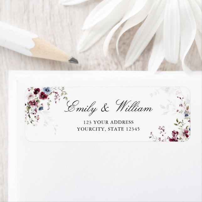 Etiqueta Endereço de Devolução Floral de Aquarela Moderna E (Insitu)
