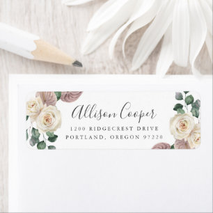 Etiqueta Endereço de Devolução Floral de Rosas e Orquíd