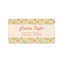 Endereço de Devolução Floral de Tulipa Retro Groov