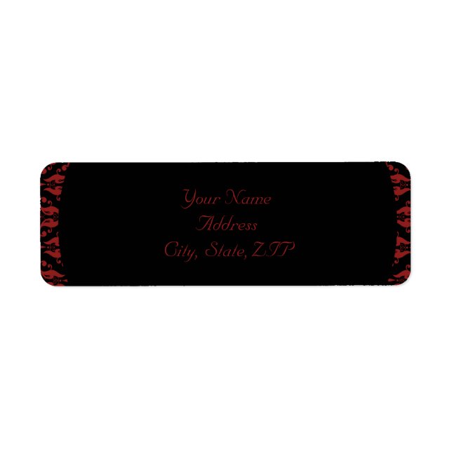 Etiqueta Endereço de devolução gótico para o Damasco Vermel (Frente)