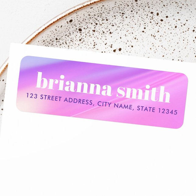 Etiqueta Endereço de devolução gradiente pastel rosa roxo m (Trendy pink purple pastel gradient return address label)