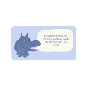 Etiqueta Endereço de Devolução Hippo Hippopotamus Azul