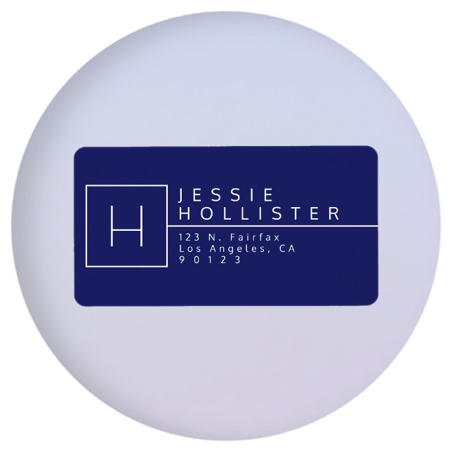 Etiqueta Endereço de devolução Marinho Blue Monogramed (Criador carregado)