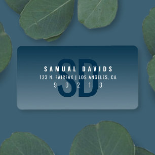 Etiqueta Endereço de Devolução Moderno Azul Ombre