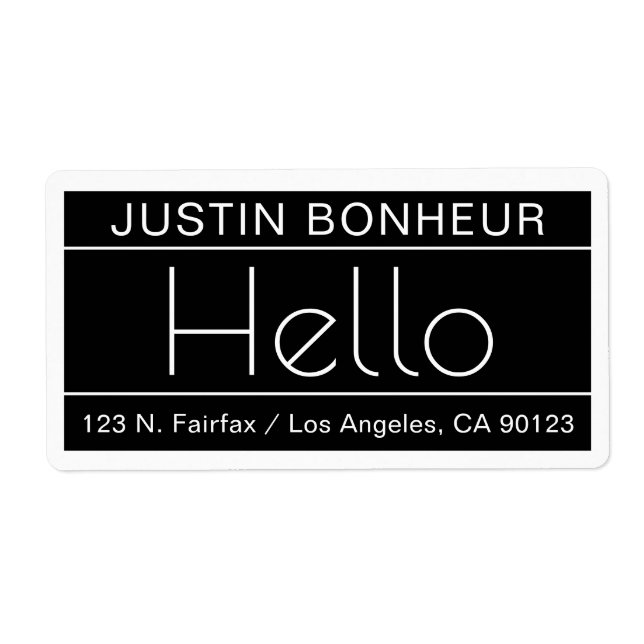 Etiqueta Endereço de Devolução Moderno com a palavra "Olá"  (Frente)