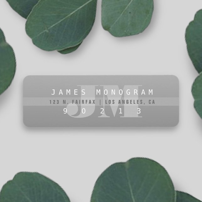 Etiqueta Endereço de devolução monograma de Cinzas modernas (Criador carregado)