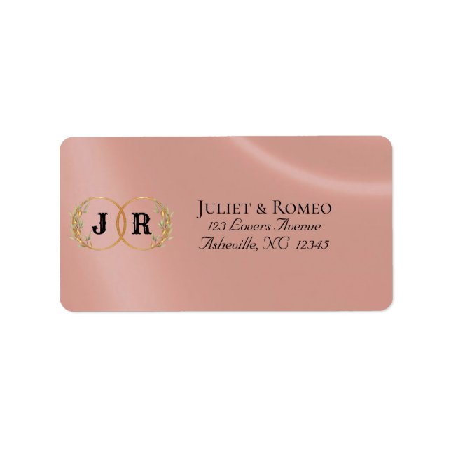 Etiqueta Endereço de Devolução Monograma - Dourado Rosa (Frente)