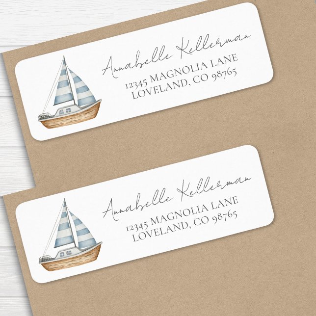 Etiqueta Endereço de devolução náutica simples (Simple Nautical Return Address label)