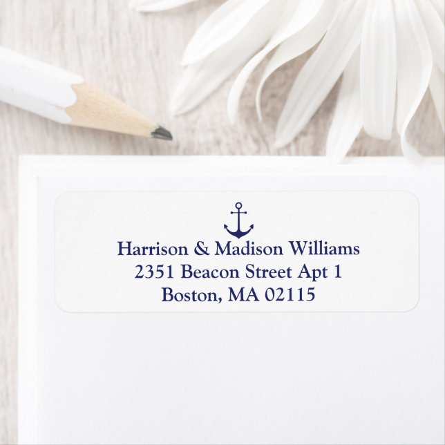 Etiqueta Endereço de devolução personalizado azul marinho â (Insitu)