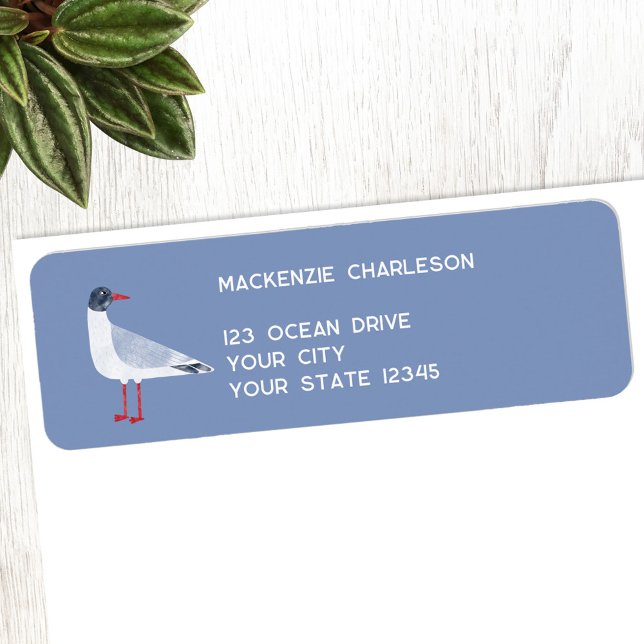 Etiqueta Endereço de devolução personalizado do casco náuti (Fun Black Headed Gull seagull personalized return address label)
