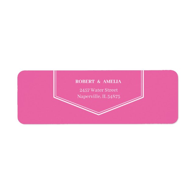 Etiqueta Endereço de devolução personalizado simples Rosa (Frente)